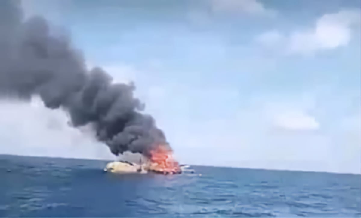 23 fishermen rescued as fishing vessel sinks after mysterious fire