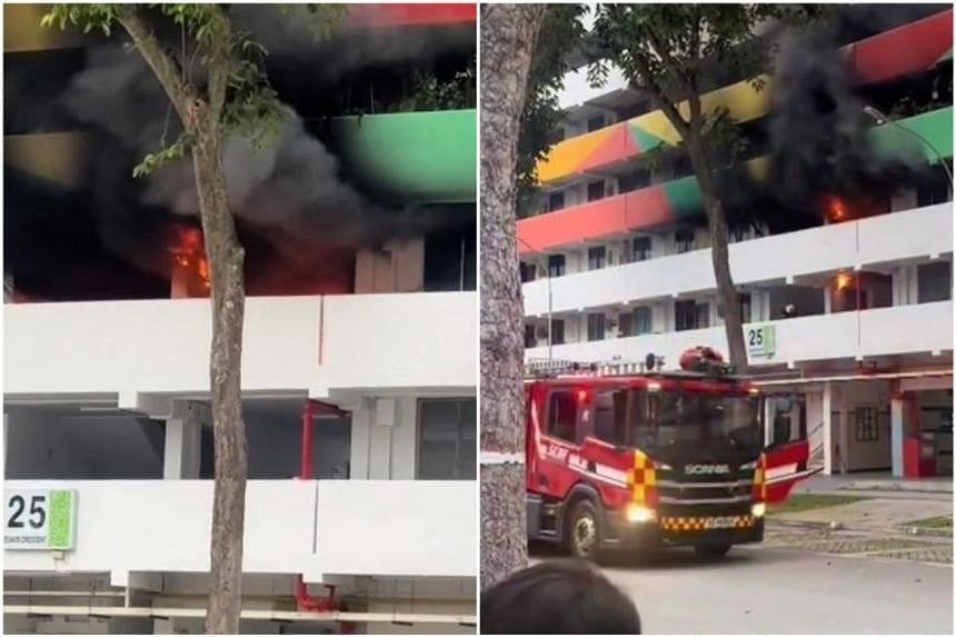 40 residents evacuated from Eunos HDB block after fire breaks out at common corridor