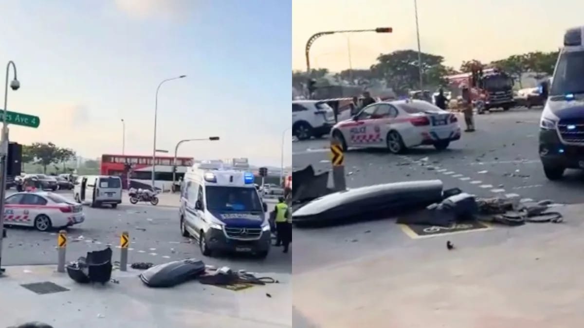 8 taken to hospitals after multiple-vehicles collision in Tampines; one victim's leg was 'trapped under the wheel of a car'