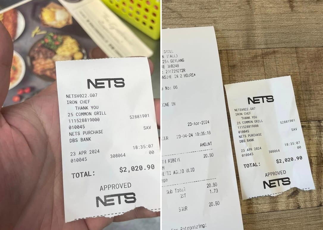 Diner shocked after getting billed S$2,090 instead of S$20.90 for steak - Singapore News