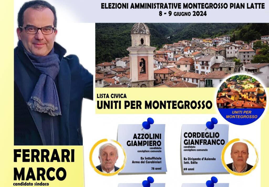 Montegrosso Pian Latte, il candidato sindaco Marco Ferrari presenta la sua squadra - Riviera24