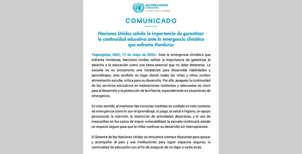 ONU urge garantizar clases ante cambio climático - Diario La Tribuna