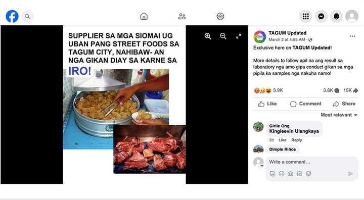 No dog meat in siomai sold in Tagum City, says health official