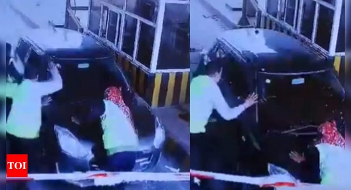 On cam: Driver flees after running over woman toll plaza staff on Delhi-Meerut expressway | Meerut News - Times of India