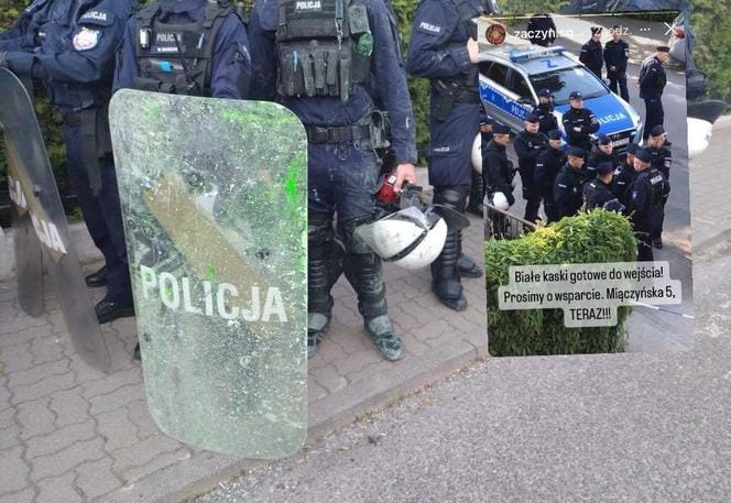 Skłotersi zajęli budynek na Mokotwie. Policja: "Wylewano na nas farbę i fekalia"