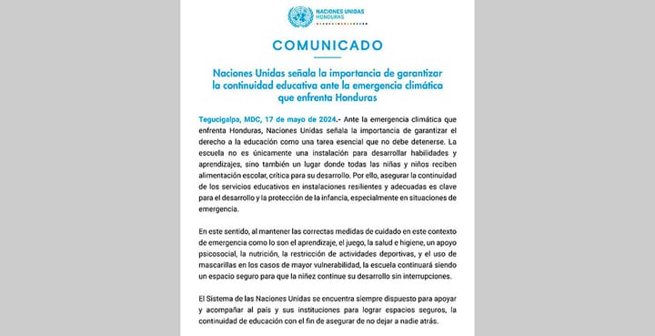 ONU urge garantizar clases ante cambio climático - Diario La Tribuna