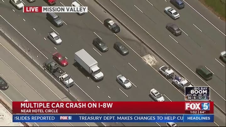 Traffic backed up on I-8 west after multiple vehicle accident: CHP