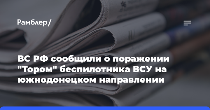 ВС РФ сообщили о поражении "Тором" беспилотника ВСУ на южнодонецком направлении